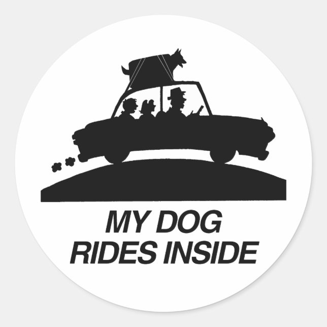 Mein Hund fährt drinnen.png Runder Aufkleber (Vorderseite)