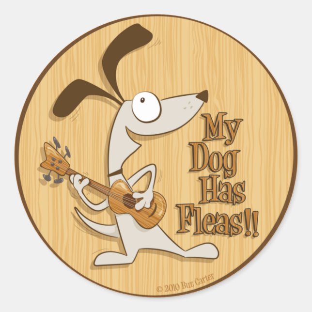 Mein Hund hat Fleas - rund ukulele Aufkleber (Vorderseite)