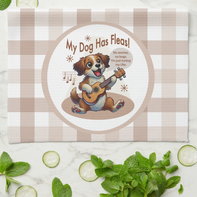 Mein Hund hat Fleas Ukulele Tuning Song Geschirrtuch (Gefaltet)