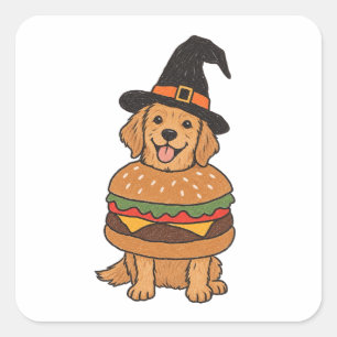Mein Hund ist ein Hexen-Halloween-Kostüm Hundemama Quadratischer Aufkleber