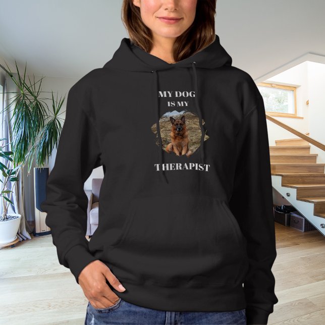 Mein Hund ist mein Therapeut Foto schwarz Hoodie (Von Creator hochgeladen)