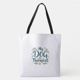Mein Hund ist mein Therapeut - große Schultertasch Tasche