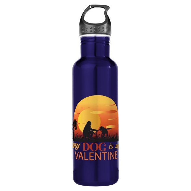 Mein Hund ist mein Valentine Edelstahlflasche (Vorderseite)