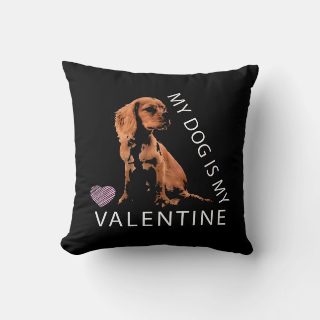 Mein Hund ist mein Valentine Pink Herzchen Valenti Kissen (Vorderseite)