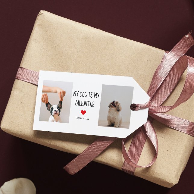 Mein Hund ist mein Valentine | Zwei Hunde - Fotos Geschenkanhänger (Von Creator hochgeladen)