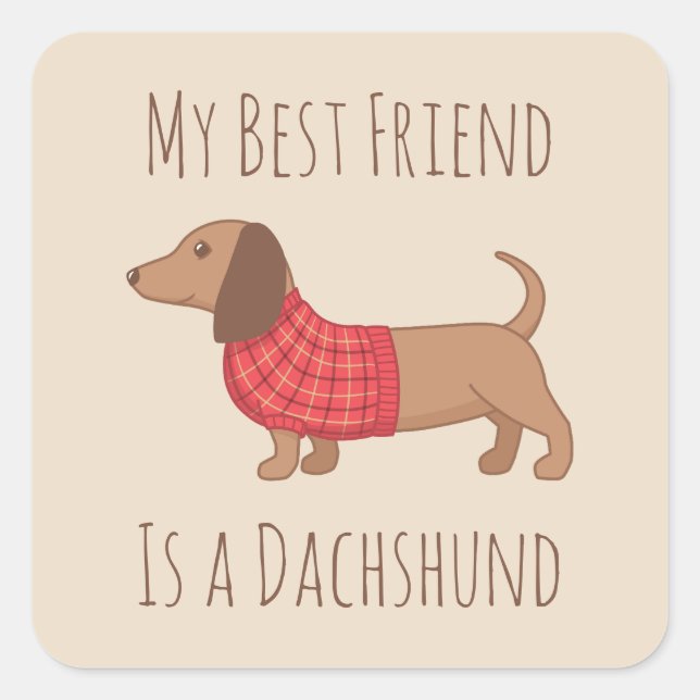 Mein Hund mit der besten Freund-Dackel-Dackel auf  Quadratischer Aufkleber (Vorderseite)