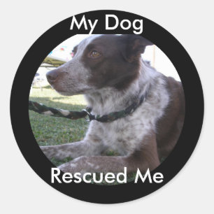 Mein Hund rettete mich (Gewohnheit) Runder Aufkleber