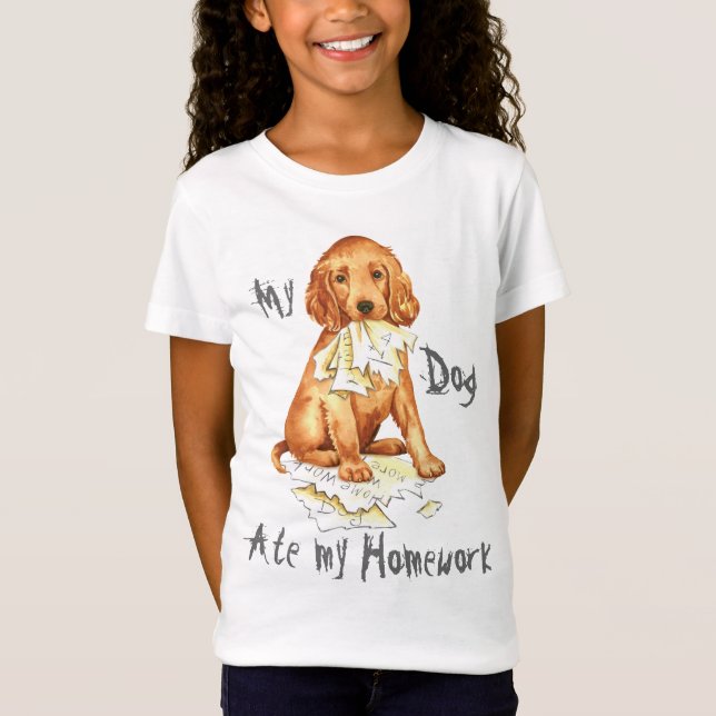 Mein irischer Setter Ate meine Hausaufgaben T - Sh T-Shirt (Vorderseite)
