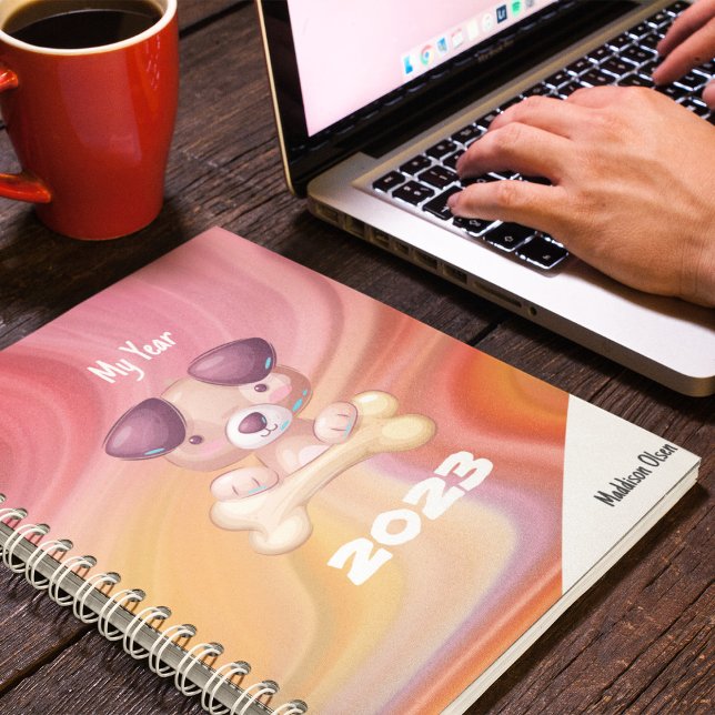 Mein Jahr Niedlicher Hund auf Marmor mit Namen Planer (Von Creator hochgeladen)