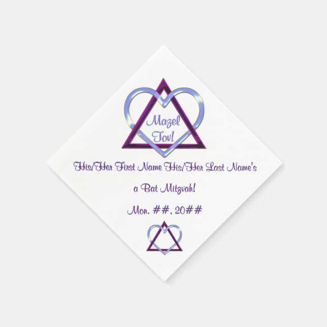 Mein jüdisches Herz - Bat Mitzvah - Personalisiert Serviette (Ecke)