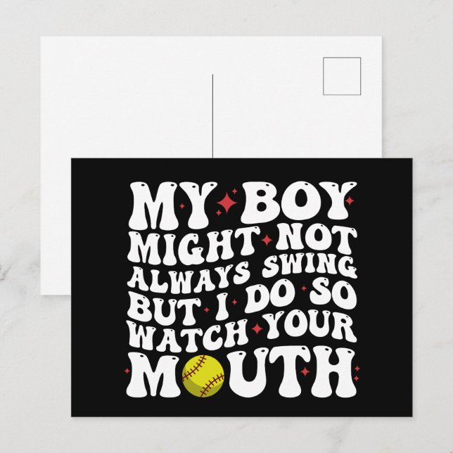 Mein Junge mag nicht immer schwingen, aber ich seh Postkarte (Vorne/Hinten)