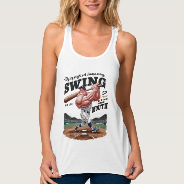 Mein Junge mag nicht immer schwingen, aber ich tue Tank Top (Vorderseite)