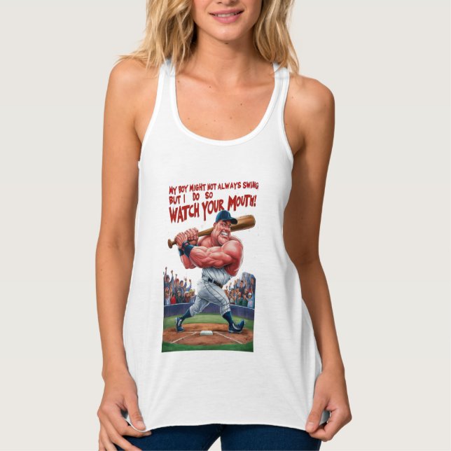 Mein Junge mag nicht immer schwingen, aber ich tue Tank Top (Vorderseite)