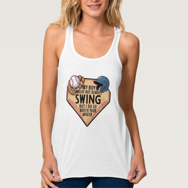 Mein Junge mag nicht immer schwingen, aber ich tue Tank Top (Vorderseite)