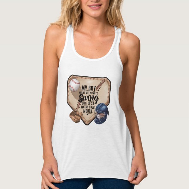 Mein Junge mag nicht immer schwingen, aber ich tue Tank Top (Vorderseite)
