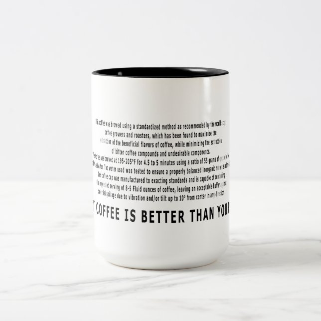 Mein Kaffee ist besser als Ihr! Zweifarbige Tasse (Mittel)
