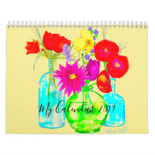 Mein Kalender 2019 verziert mit bunten Blumen