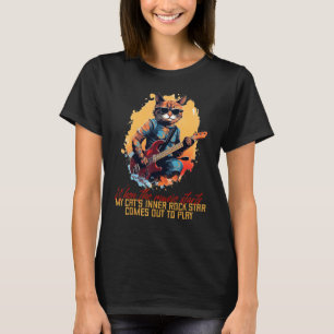 Mein Katzen-Innen-Rocker kommt mit Gitarre und Ges T-Shirt