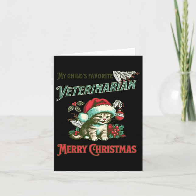 Mein Kind ist Lieblingstierärztin. Weihnachtsmann Karte (Vorderseite)