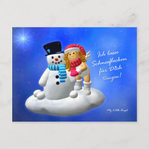 Mein kleiner Engel: Engel mit Schneemann Postkarte