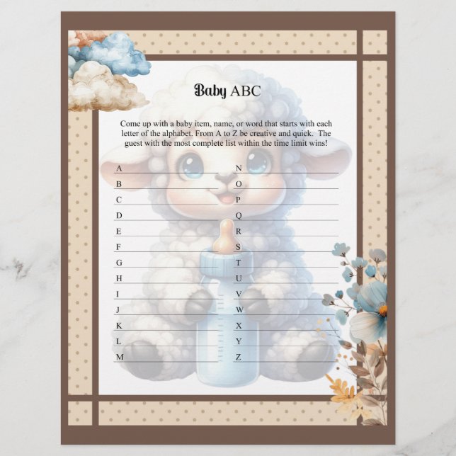 Mein kleines Lamb_ Baby ABC Rennspiel Briefbogen (Vorderseite)