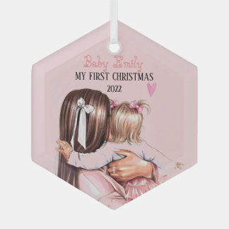 Mein kleines Mädchen 1. Weihnachten 2022 Ornament Aus Glas