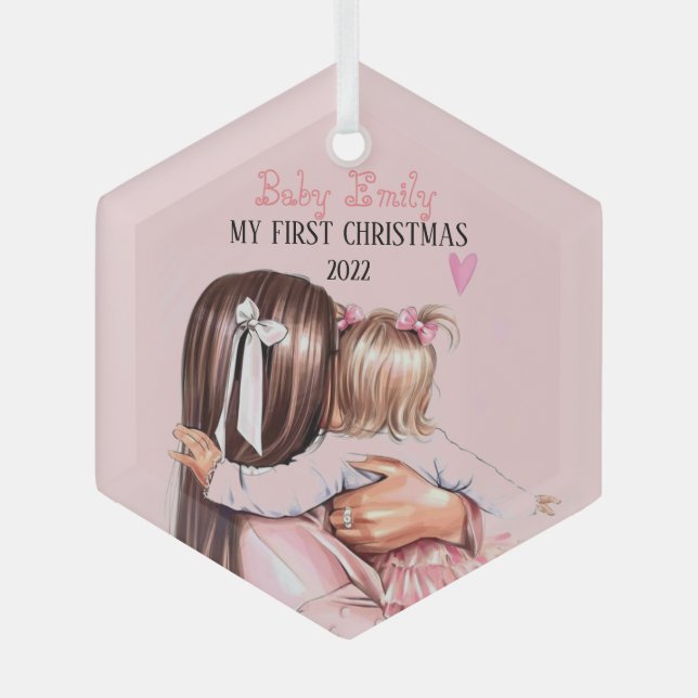 Mein kleines Mädchen 1. Weihnachten 2022 Ornament Aus Glas (Vorderseite)