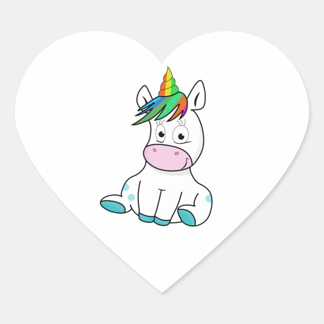 Mein kleines niedliches Einhorn Herz-Aufkleber (Vorderseite)