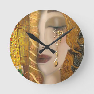 Mein Klimt Serie: Gold Runde Wanduhr