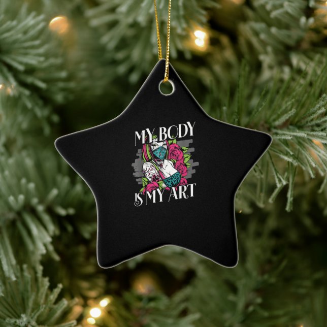 Mein Körper ist mein künstlerisches Geschenk Keramik Ornament (Baum)