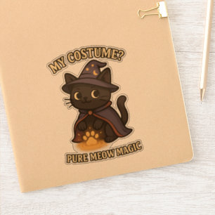 Mein Kostüm pur Meow Magic Hexe Cat Halloween Aufkleber