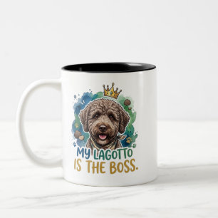Mein Lagotto ist der Boss Lustiger Hund Kaffee Tas Zweifarbige Tasse