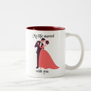 Mein Leben begonnen mit Ihnen Zweifarbige Tasse