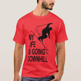 Mein Leben geht bergab Skiier 1 BLK T-Shirt