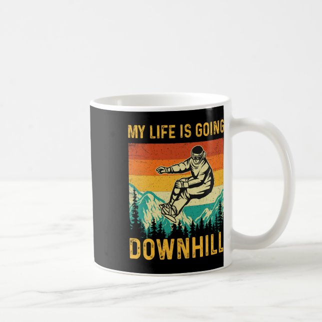 Mein Leben geht bergab - Snowboarder Snowboardi Kaffeetasse (Rechts)