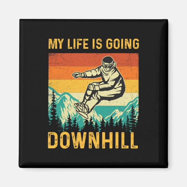 Mein Leben geht bergab - Snowboarder Snowboardi Magnet (Vorne)