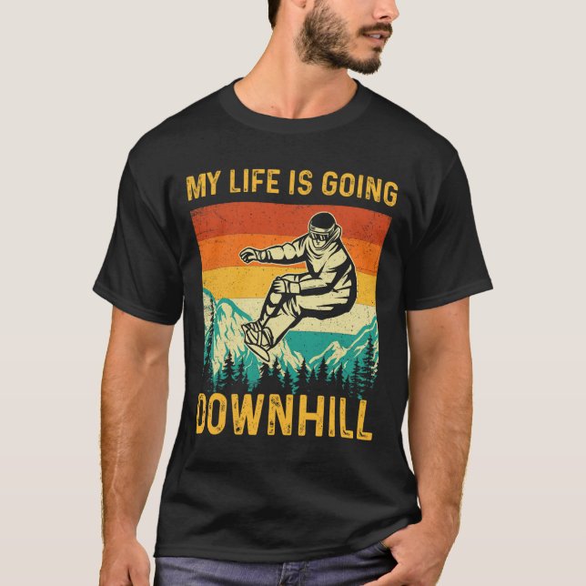 Mein Leben geht bergab - Snowboarder Snowboardi T-Shirt (Vorderseite)