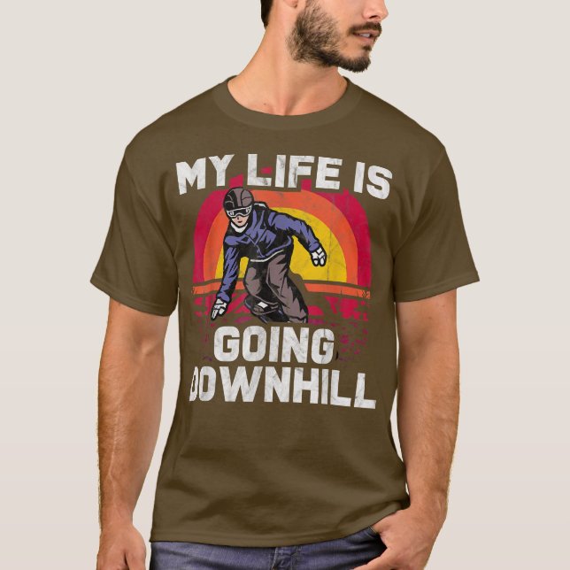Mein Leben geht bergab Snowboarder T-Shirt (Vorderseite)