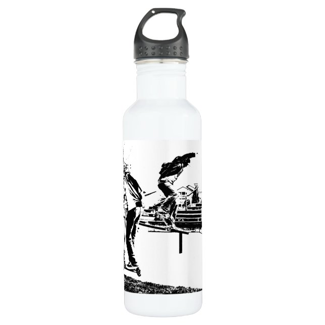 Mein Leben ist Skateboarden und Spottern Edelstahlflasche (Vorderseite)