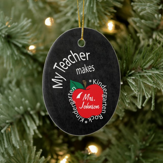 Mein Lehrer macht Kindergarten Rock | Kopfbrett Keramik Ornament (Baum)
