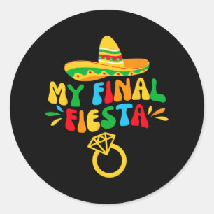 Mein letzter Fiesta Bride Groovy Junggeselinnen-Ab Runder Aufkleber