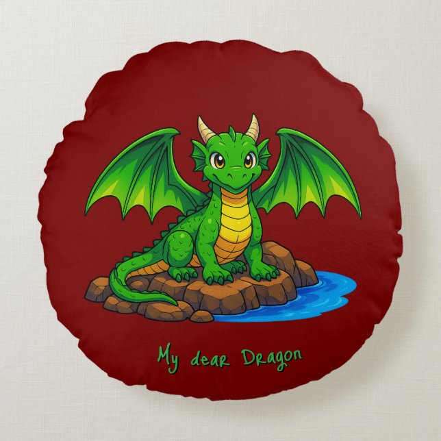Mein lieber Drache Rundes Kissen (Vorderseite)