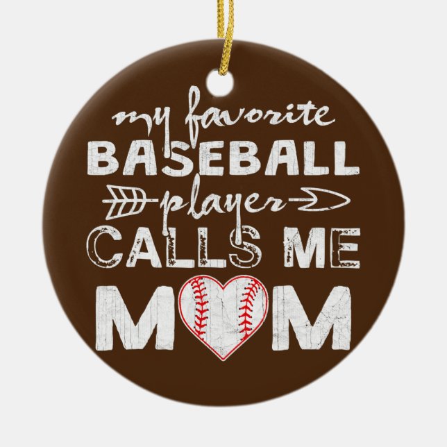 Mein Lieblings-Baseball-Spieler nennt mich Mama Mo Keramik Ornament (Vorne)