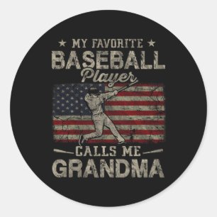 Mein Lieblings-Baseball-Spieler nennt mich Oma Mot Runder Aufkleber