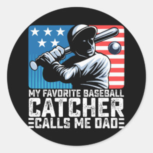 Mein Lieblings-Baseballfänger nennt mich Dad Vater Runder Aufkleber