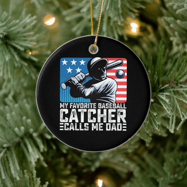Mein Lieblings-Baseballfänger nennt mich Vater Vat Keramik Ornament (Baum)