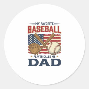 Mein Lieblings-Baseballspieler nennt mich Papa Vin Runder Aufkleber