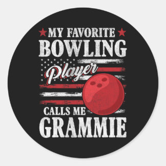 Mein Lieblings-Bowling-Player nennt mich Grammie U Runder Aufkleber