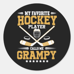 Mein Lieblings-Eishockeyspieler nennt mich Grampy  Runder Aufkleber