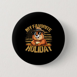 Mein Lieblings-Feiertag Murmeltier Lustiger Murmel Button